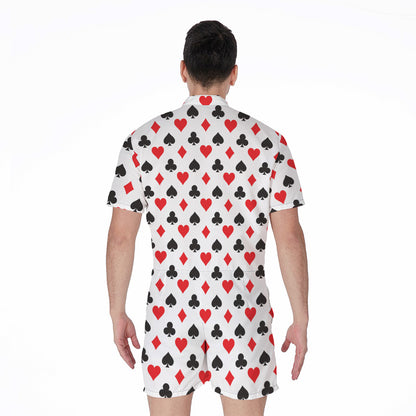 Playing Card Suits Pattern Print Men's Rompers