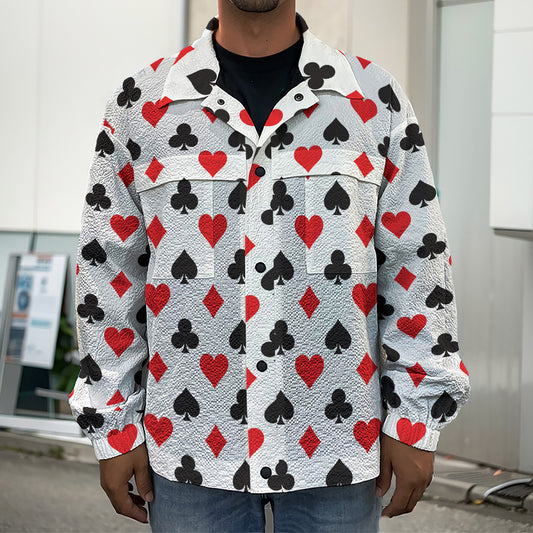Playing Card Suits Pattern Print Men's Shirt Jacket