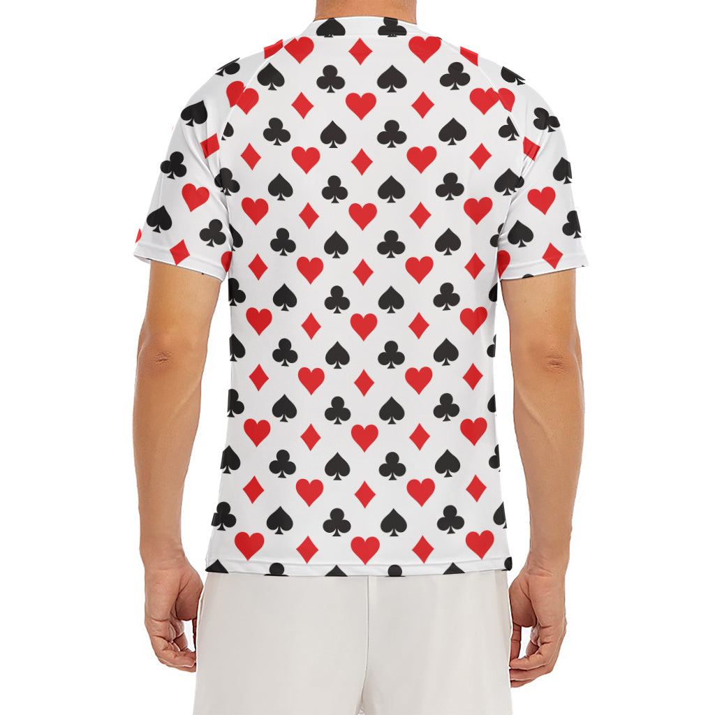 Playing Card Suits Pattern Print Men's Short Sleeve Rash Guard