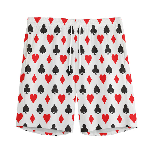 Playing Card Suits Pattern Print Men's Sports Shorts