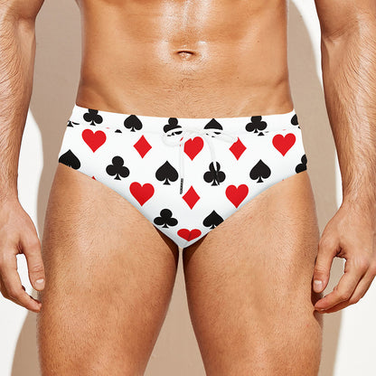 Playing Card Suits Pattern Print Men's Swim Briefs