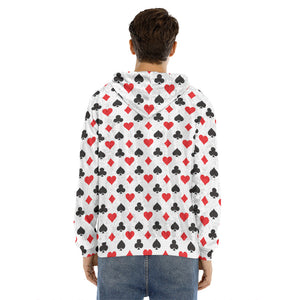 Playing Card Suits Pattern Print Men's Velvet Pullover Hoodie