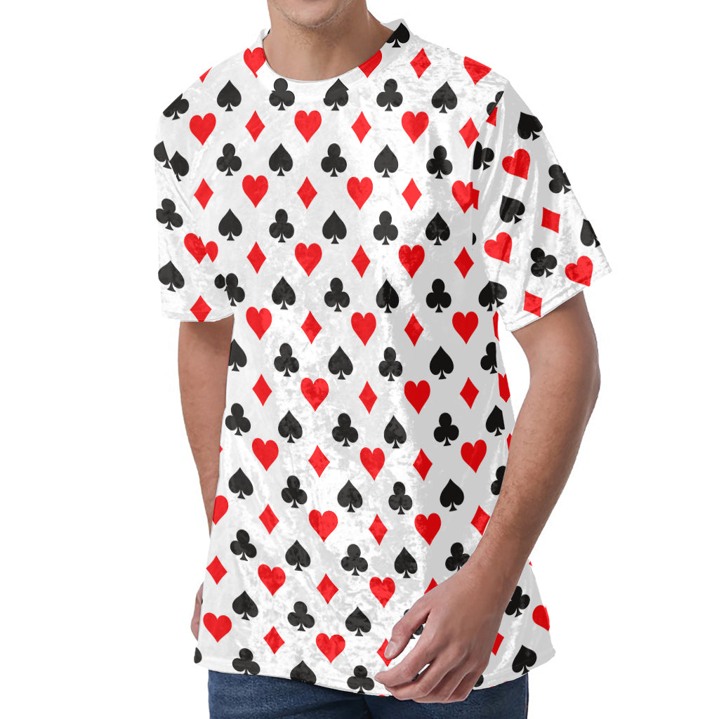 Playing Card Suits Pattern Print Men's Velvet T-Shirt