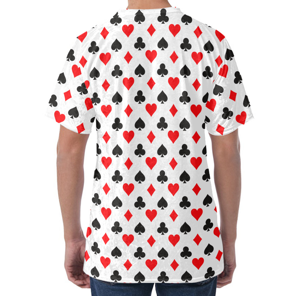 Playing Card Suits Pattern Print Men's Velvet T-Shirt