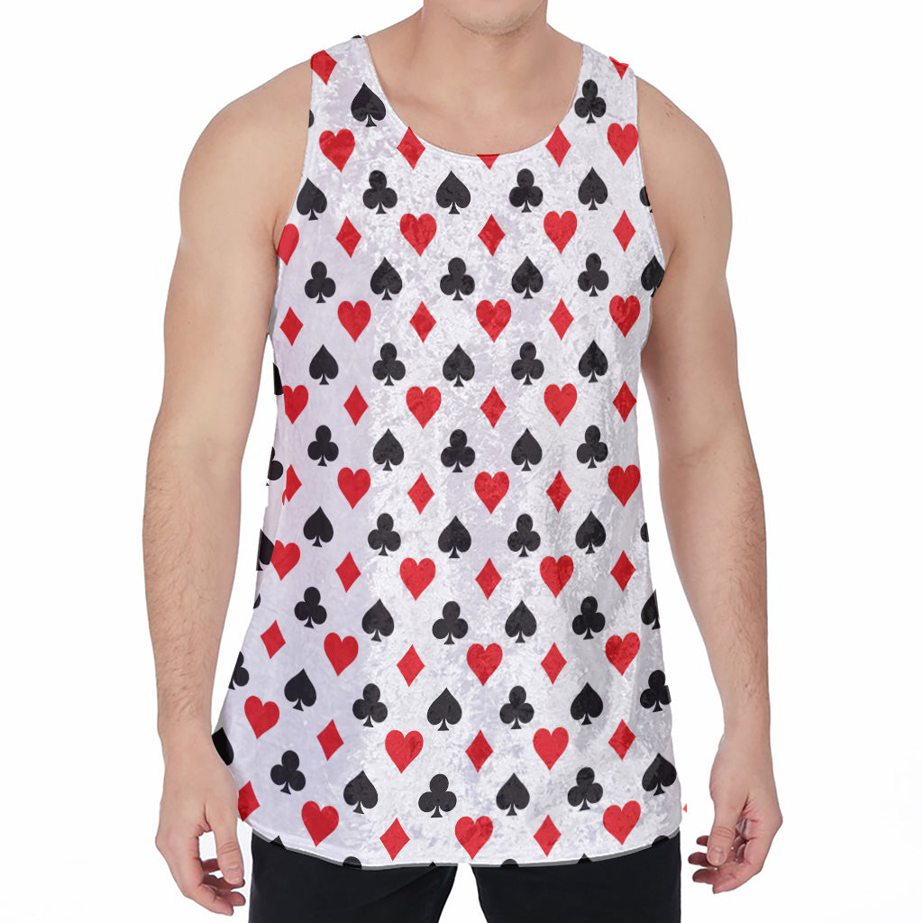 Playing Card Suits Pattern Print Men's Velvet Tank Top