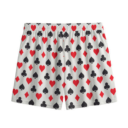 Playing Card Suits Pattern Print Mesh Shorts