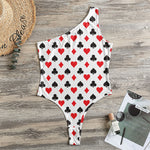 Playing Card Suits Pattern Print One Shoulder Bodysuit
