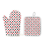 Playing Card Suits Pattern Print Oven Mitt And Pot Holder Set