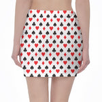 Playing Card Suits Pattern Print Pencil Mini Skirt