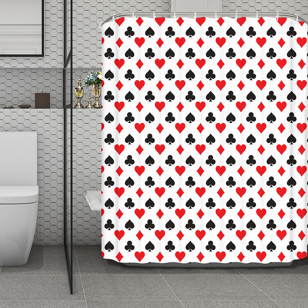 Playing Card Suits Pattern Print Polyester Shower Curtain