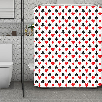 Playing Card Suits Pattern Print Polyester Shower Curtain