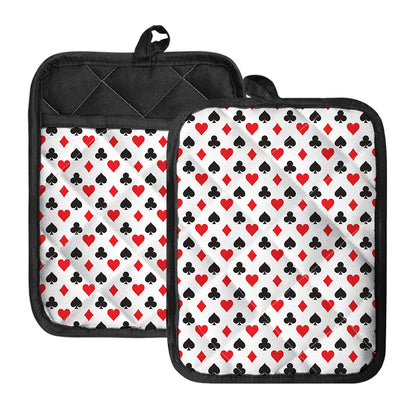 Playing Card Suits Pattern Print Pot Holders With Pocket