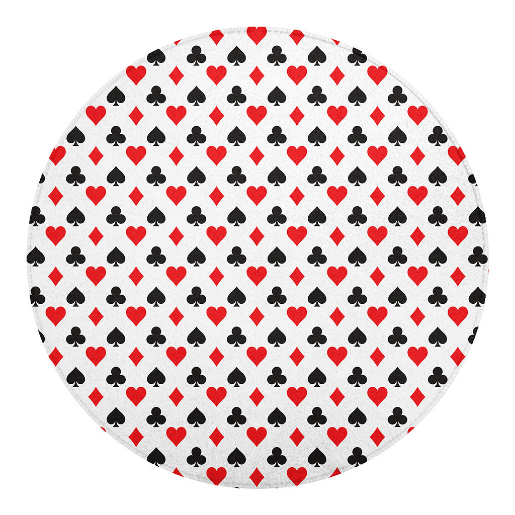 Playing Card Suits Pattern Print Round Blanket