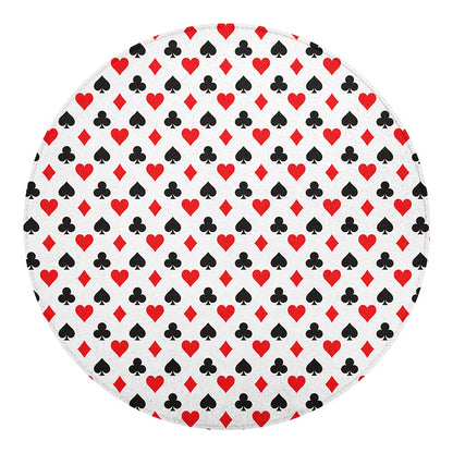 Playing Card Suits Pattern Print Round Blanket