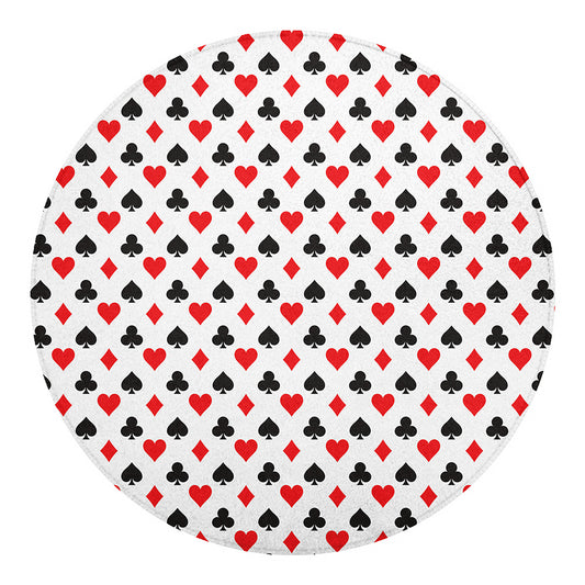 Playing Card Suits Pattern Print Round Blanket
