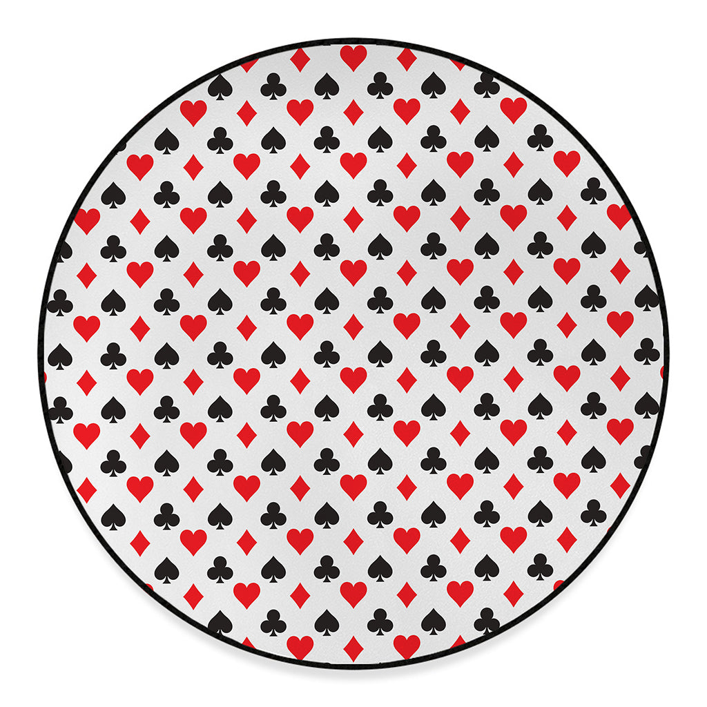 Playing Card Suits Pattern Print Round Floor Mat