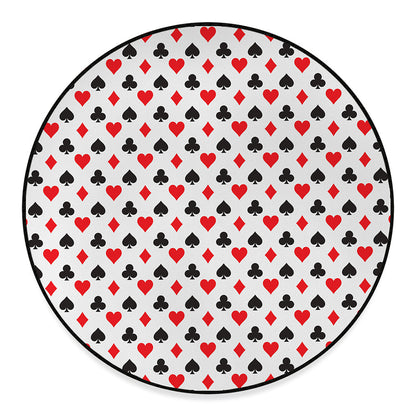 Playing Card Suits Pattern Print Round Floor Mat