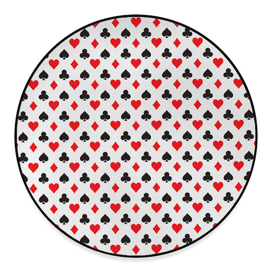 Playing Card Suits Pattern Print Round Floor Mat