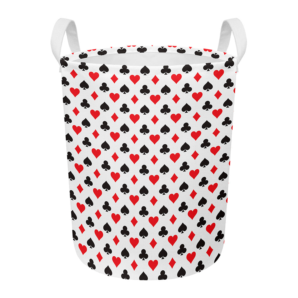 Playing Card Suits Pattern Print Round Laundry Basket