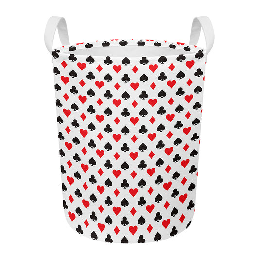 Playing Card Suits Pattern Print Round Laundry Basket