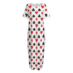 Playing Card Suits Pattern Print Short Sleeve Long Nightdress