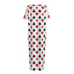 Playing Card Suits Pattern Print Short Sleeve Long Nightdress