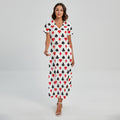 Playing Card Suits Pattern Print Short Sleeve Maxi Dress