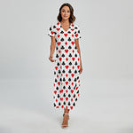 Playing Card Suits Pattern Print Short Sleeve Maxi Dress