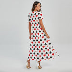 Playing Card Suits Pattern Print Short Sleeve Maxi Dress