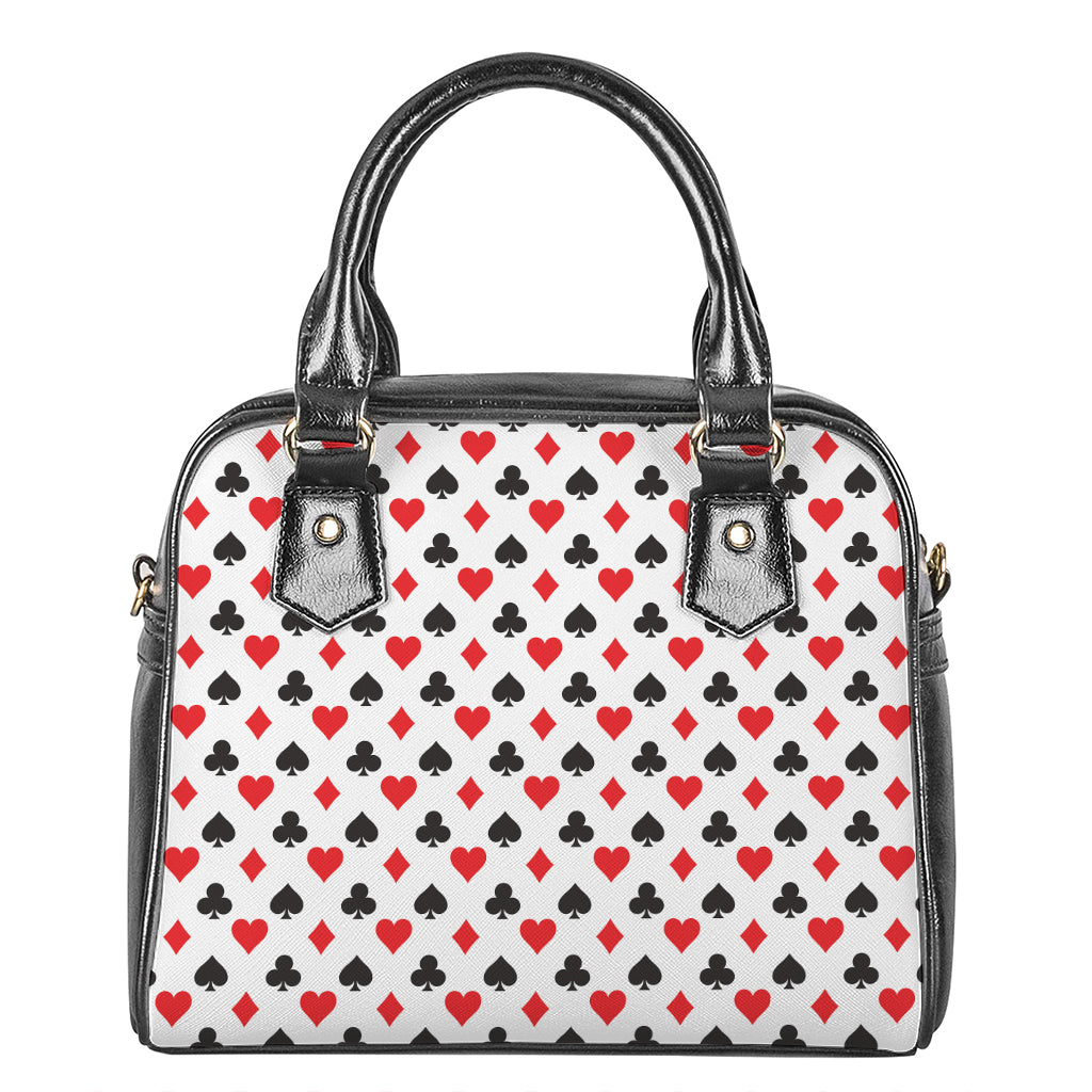 Playing Card Suits Pattern Print Shoulder Handbag