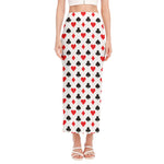 Playing Card Suits Pattern Print Side Slit Maxi Skirt
