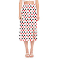 Playing Card Suits Pattern Print Side Slit Midi Skirt