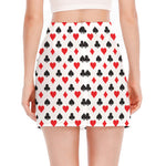 Playing Card Suits Pattern Print Side Slit Mini Skirt