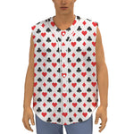 Playing Card Suits Pattern Print Sleeveless Baseball Jersey