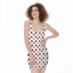 Playing Card Suits Pattern Print Sleeveless Bodycon Dress