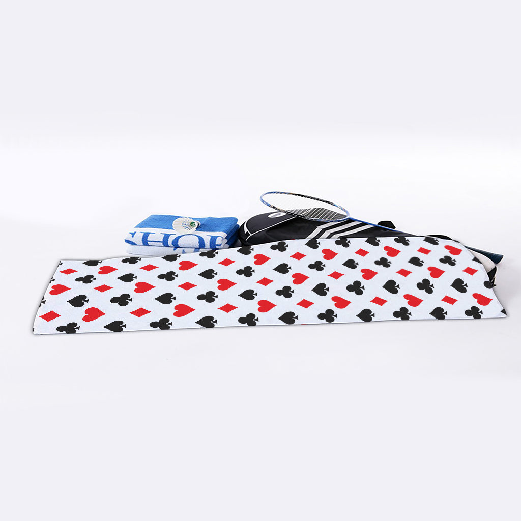 Playing Card Suits Pattern Print Sports Towel