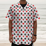 Playing Card Suits Pattern Print Textured Short Sleeve Shirt