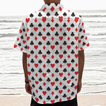 Playing Card Suits Pattern Print Textured Short Sleeve Shirt