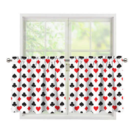 Playing Card Suits Pattern Print Tier Curtains
