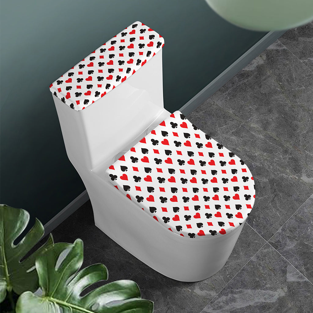 Playing Card Suits Pattern Print Toilet Lid And Tank Cover Set