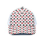 Playing Card Suits Pattern Print White Mesh Trucker Cap