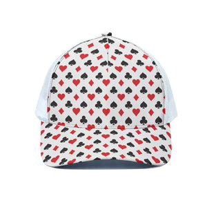 Playing Card Suits Pattern Print White Mesh Trucker Cap