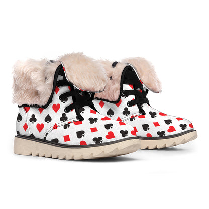 Playing Card Suits Pattern Print Winter Boots