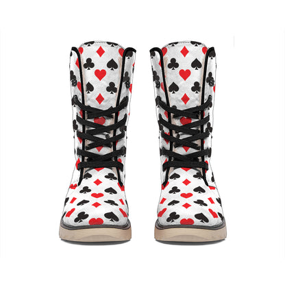 Playing Card Suits Pattern Print Winter Boots