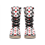 Playing Card Suits Pattern Print Winter Boots