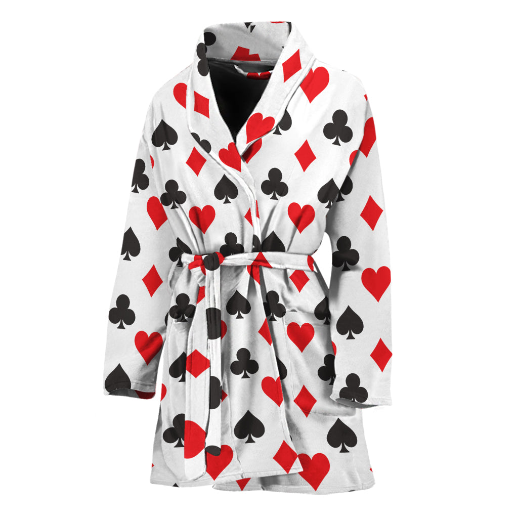 Playing Card Suits Pattern Print Women's Bathrobe