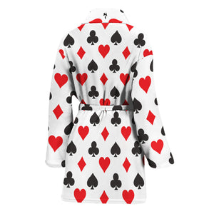 Playing Card Suits Pattern Print Women's Bathrobe