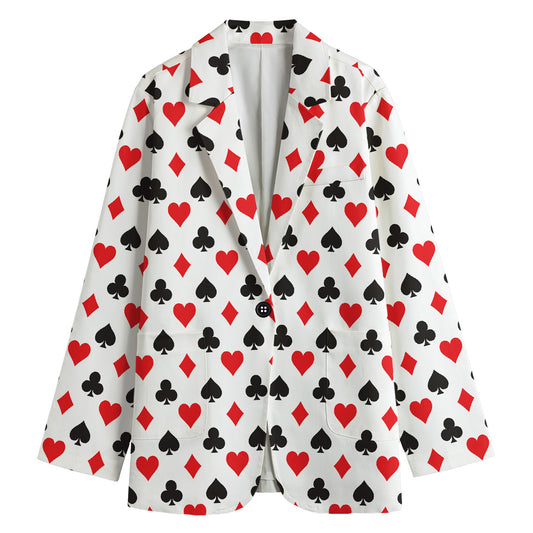 Playing Card Suits Pattern Print Women's Blazer