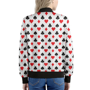 Playing Card Suits Pattern Print Women's Bomber Jacket