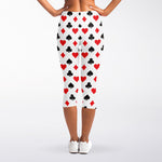 Playing Card Suits Pattern Print Women's Capri Leggings